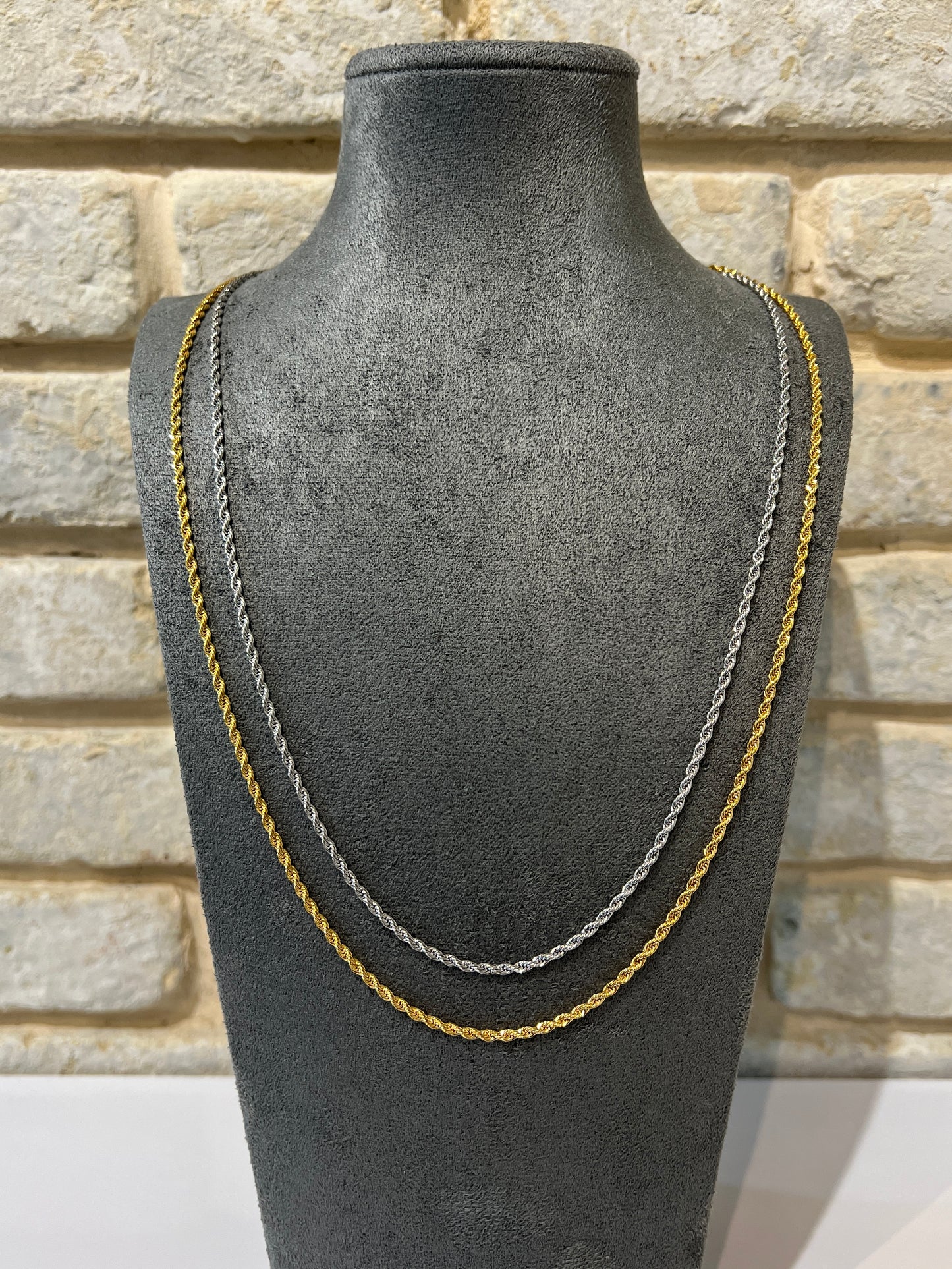 שרשרת חבל 2.3 מ״מ ציפוי זהב