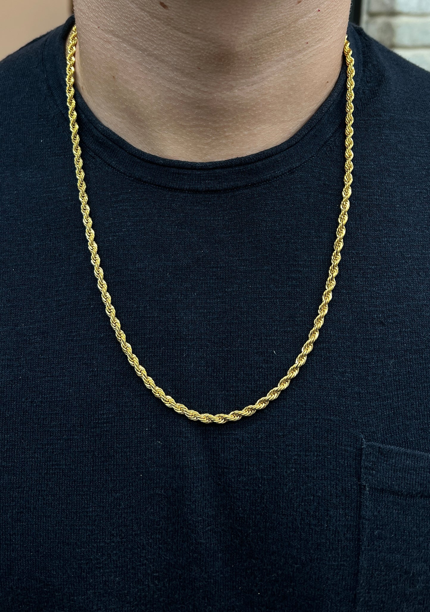 שרשרת חבל סטיל 4 מ״מ ציפוי זהב