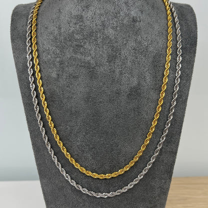 שרשרת חבל סטיל 4 מ״מ ציפוי זהב