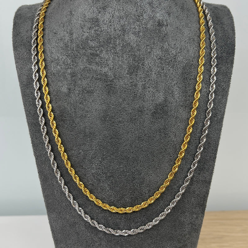 שרשרת חבל סטיל 4 מ״מ ציפוי זהב