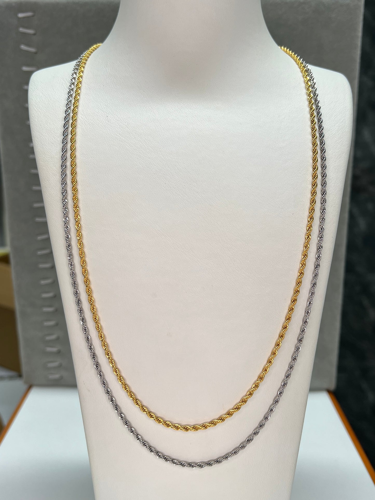 שרשרת חבל 2.3 מ״מ ציפוי זהב