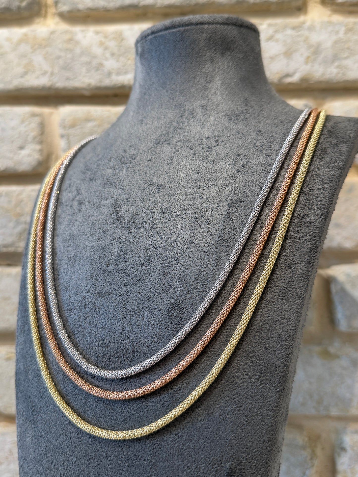 שרשרת פופקורן כסף 925 איטלקי